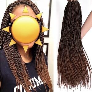 24” Senegalese Spring Twist Crochet Braid Extensions Dark Brown to Auburn Ombre